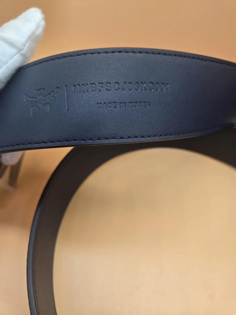 MCM Red Logo Strap Belt with Black 'M' Buckle
